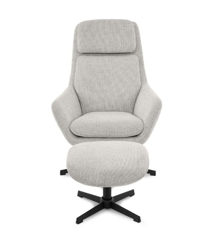 Sillón Giratorio 360º con Reposapiés Picra Gris claro|SAYEZ|