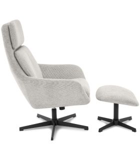 Sillón Giratorio 360º con Reposapiés Picra Gris claro |SAYEZ|