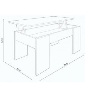 Mesa de Centro Elevable Gala Blanca y Cambrian, pictograma|SAYEZ|