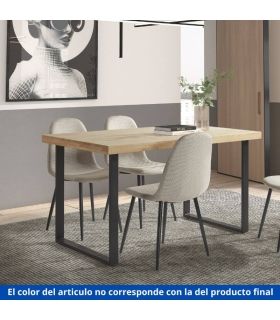 Mesa Comedor Fija Natural Roble Nordish y Blanca 140cm, en ambiente |SAYEZ|