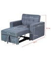 Sillón Cama 1 Plaza Izan Gris 110cm, medidas |SAYEZ|