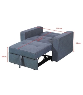 Sillón Cama 1 Plaza Izan Gris 110cm, medidas|SAYEZ|