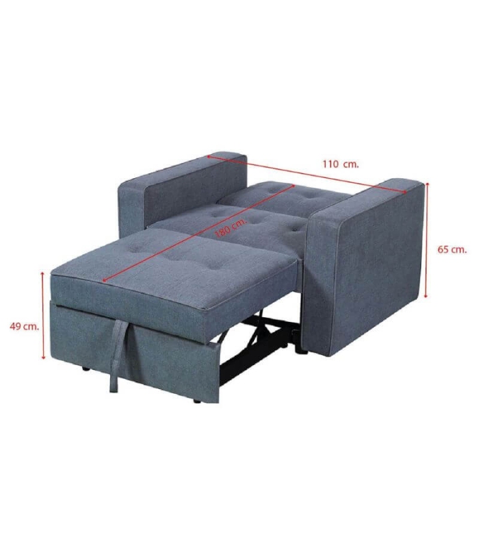 Sillón Cama 1 Plaza Izan Gris 110cm, medidas|SAYEZ|