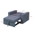 Sillón Cama 1 Plaza Izan Gris 110cm, medidas|SAYEZ|