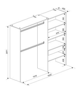 Armario Vestidor Plus Blanco 163cm, medidas  |SAYEZ|