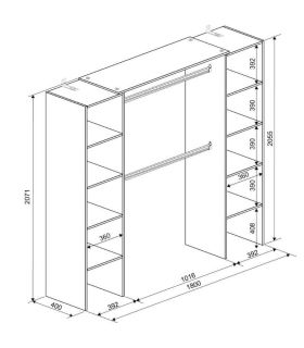Armario Vestidor Plus Doble 180cm, medidas |SAYEZ|