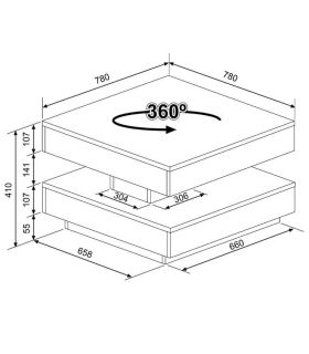Mesa de Centro Giratoria 360º Soho 78cm, medidas |SAYEZ|