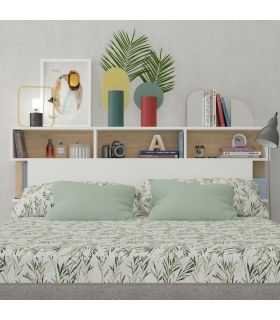 Cabecero Horizon Blanco y Roble Natural 162cm, en ambiente |SAYEZ|