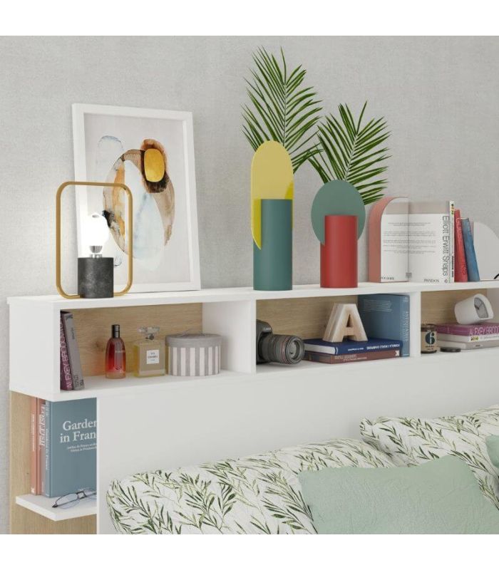 Cabecero Horizon Blanco y Roble Natural 162cm, en ambiente |SAYEZ|