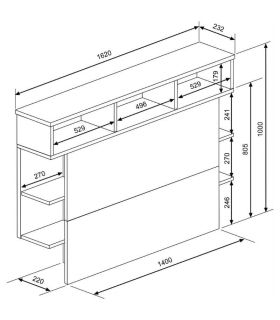 Cabecero Horizon Blanco y Roble Natural 162cm, medidas |SAYEZ|