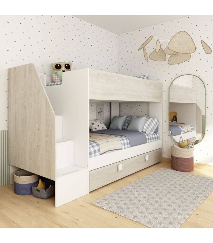 Litera con Cama Nido Easy Cascina y Blanco 90x190cm, en ambiente |SAYEZ|
