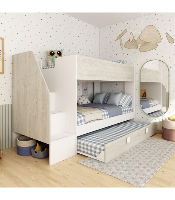 Litera con Cama Nido Easy Cascina y Blanco 90x190cm, en ambiente |SAYEZ|