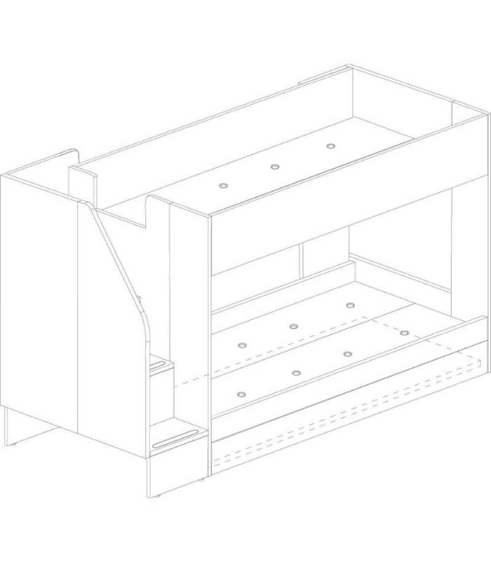 Litera con Cama Nido Easy Cascina y Blanco 90x190cm, medidas |SAYEZ|