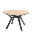 Mesa Redonda Comedor Extensible Cantábrico Madera 100-130 cm, abierta, Alpin y patas negras |SAYEZ|