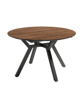 Mesa Redonda Comedor Extensible Cantábrico Madera 100-130 cm, abierta, Java y patas negras |SAYEZ|