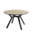 Mesa Redonda Comedor Extensible Cantábrico Madera 100-130 cm, abierta, Perla y patas negras |SAYEZ|