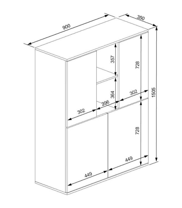 Aparador Alto Cosmit 90cm, medidas |SAYEZ|