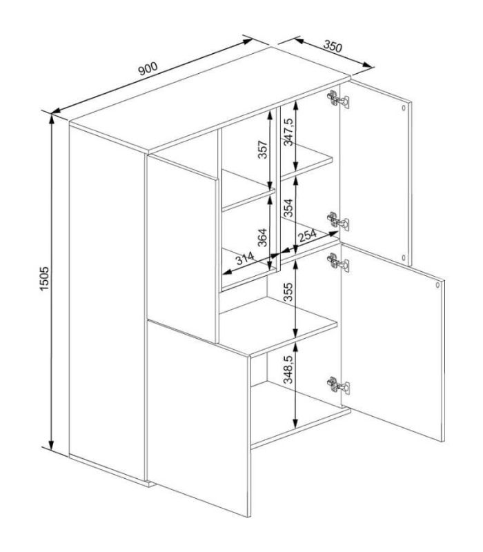 Aparador Alto Cosmit 90cm, medidas |SAYEZ|