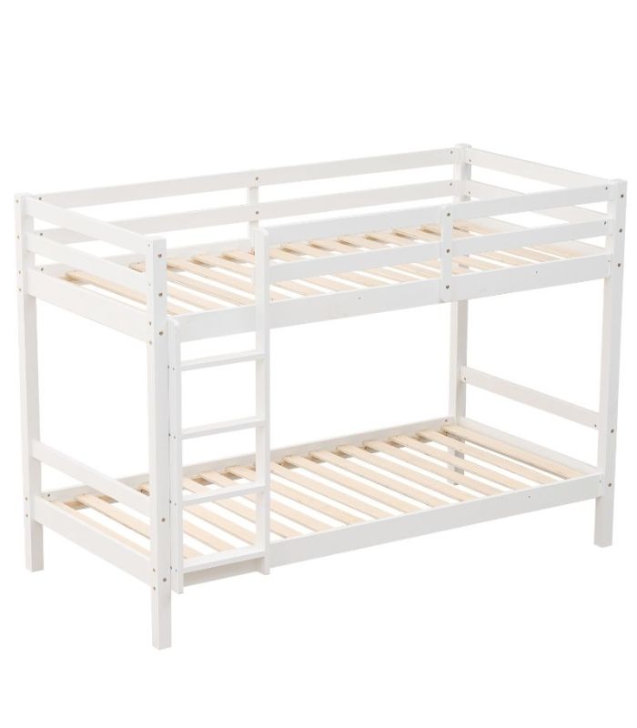 Litera de Madera Pino Olivia Blanca 90x190cm|SAYEZ|