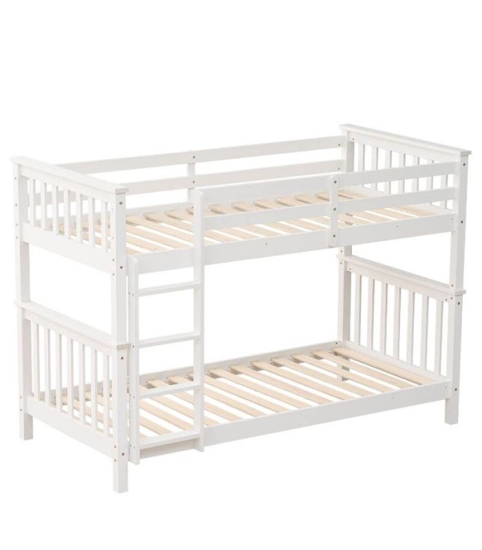 Litera de Madera Pino Camila Blanca 90x190cm |SAYEZ|