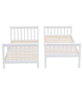 Litera de Madera Pino Camila Blanca 90x190cm, individual |SAYEZ|