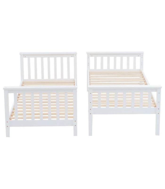 Litera de Madera Pino Camila Blanca 90x190cm, individual |SAYEZ|