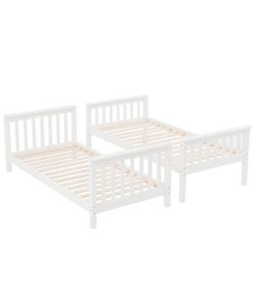 Litera de Madera Pino Camila Blanca 90x190cm, individualizada |SAYEZ|