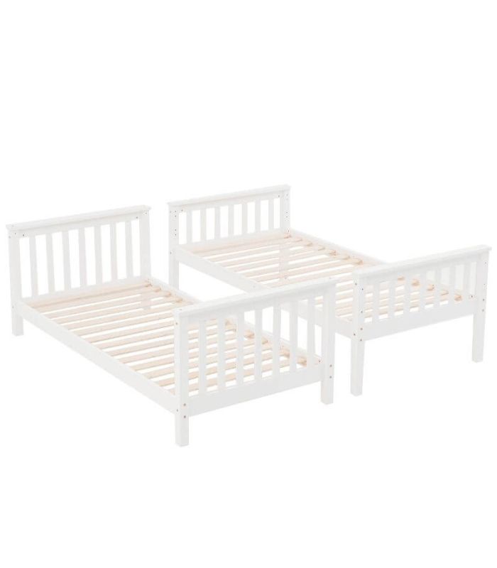 Litera de Madera Pino Camila Blanca 90x190cm, individualizada |SAYEZ|