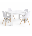 Piso completo Ethna, mesa comedor extensible Bass y juego de 4 sillas tower |SAYEZ|