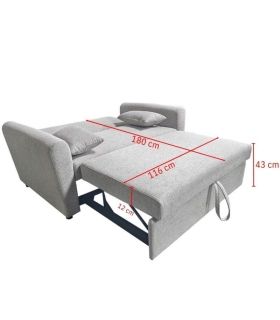 Sofá Cama Ciro Gris 146cm, Medidas |SAYEZ|