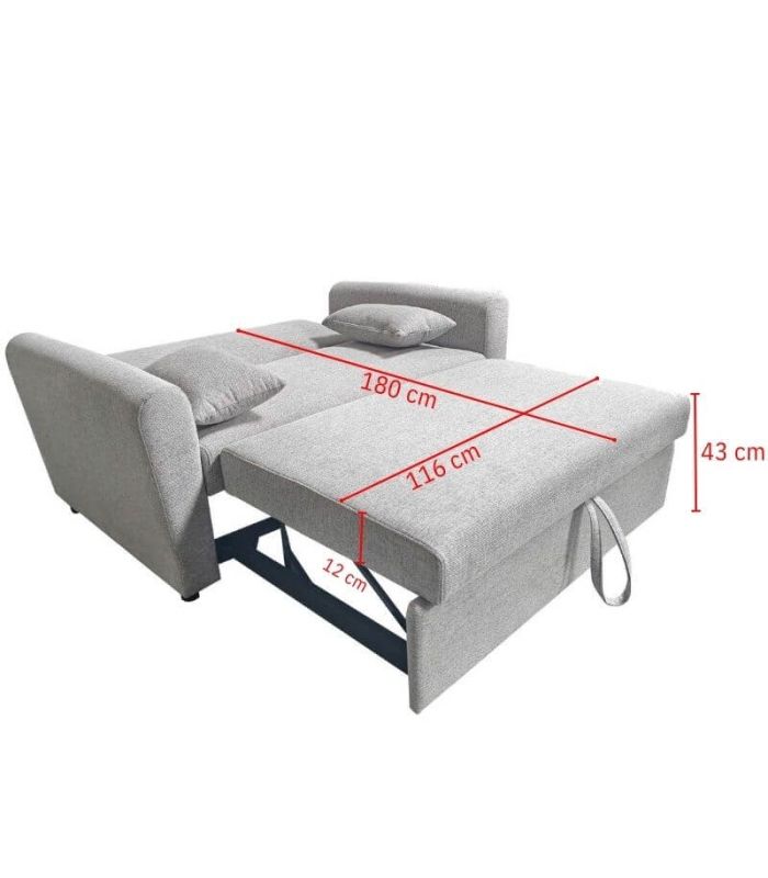 Sofá Cama Ciro Gris 146cm, Medidas |SAYEZ|