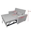 Sofá Cama Ciro Gris 146cm, Medidas |SAYEZ|