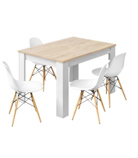 Piso Completo MEDITERRANEO con Sofá Cama Chaiselongue Nepal, Mesa Comedor Mediterráneo y juego 4 sillas tower |SAYEZ|