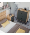 Piso completo Nodicon Sofá Cama Unai, Cabecero y mesitas con 3 cajones Enzo en Roble Nodi y Gris Antracita |SAYEZ|