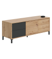 Piso Completo Nodi, Mueble Televisión Brooklyn Roble Nodi Gris Antracita con dos puertas y dos cajones |SAYEZ|