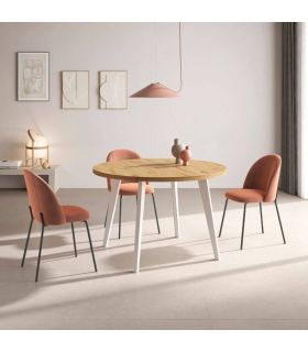 Mesa Redonda 100 cm Palermo Artisán y Blanco, en ambiente |SAYEZ|