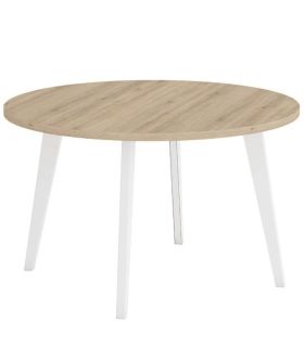 Mesa Redonda 110 cm Palermo Roble y Blanco |SAYEZ|