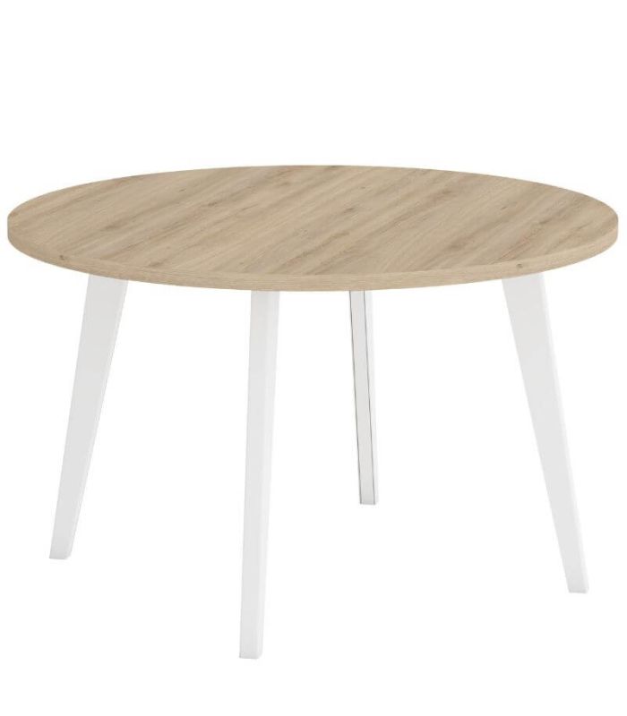Mesa Redonda 110 cm Palermo Roble y Blanco |SAYEZ|