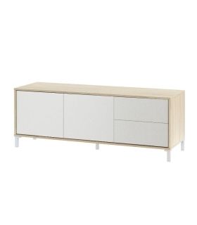 Piso Completo Sweet con Sofá Cama Unai, Mueble Televisión Brooklyn Blanco Artik y Roble Canadian |SAYEZ|