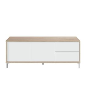 Piso Completo Sweet con Sofá Cama Unai, Mueble Televisión Brooklyn Blanco Artik y Roble Canadian  |SAYEZ|