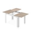 Piso Completo Sweet con Sofá Cama Unai, Mesa comedor Kendra Blanco Artik y Roble Canadian 140 cm extensible a 190 cm |SAYEZ|
