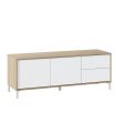 Piso Completo Sweet con Sofá Cama Ciro, Mueble Televisión Brooklyn Blanco Artik y Roble Canadian |SAYEZ|