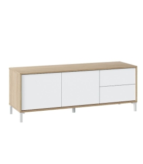 Piso Completo Sweet con Sofá Cama Chaiselongue Nepal, Mueble Televisión Brooklyn Blanco Artik y Roble Canadian |SAYEZ|