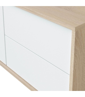 Piso Completo Sweet con Sofá Cama Chaiselongue Nepal, Mueble Televisión Brooklyn Blanco Artik y Roble Canadian |SAYEZ|