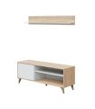 Piso completo Kikua con sofá cama Unai, Mueble de Tv con estante Kikua Plus |SAYEZ|