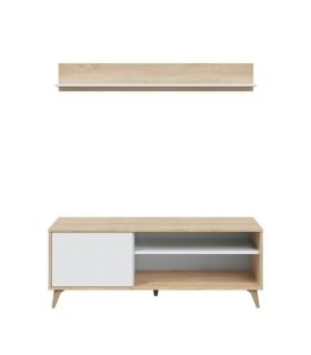 Piso completo Kikua con sofá cama Unai, Mueble de Tv con estante Kikua Plus |SAYEZ|