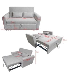 Piso completo Kikua con sofá cama Ciro, Sofá Cama Ciro, medidas|SAYEZ|
