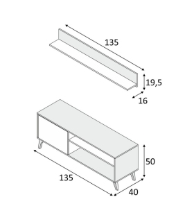 Piso Completo Kikua con Sofá Cama Chaiselongue Nepal , Mueble de Tv con estante Kikua Plus |SAYEZ|