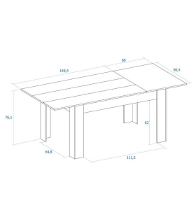 Piso Completo Ethna con Sofá Cama Chaiselongue Nepal , mesa comedor extensible Bass |SAYEZ|