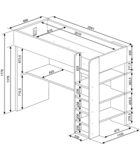 Cama Estudio Boa Cascina y Blanco 90x200cm, medidas|SAYEZ|